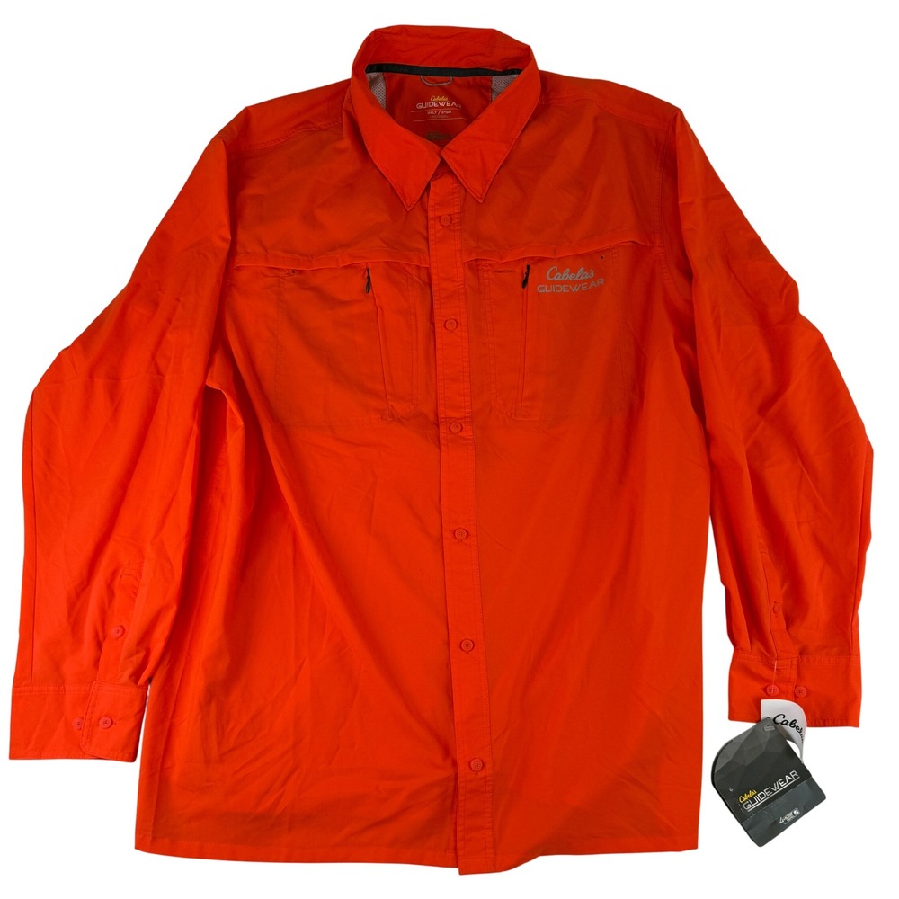Cabelas Guidewear Fishing Shirt Mens 3XLT Orange Guidelite LS UPF 50 M10SH641T